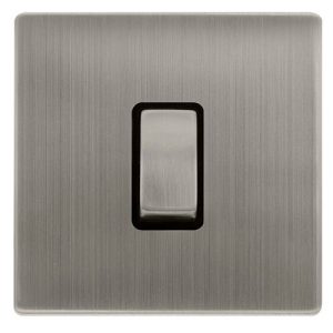 CLICK DEFINITY COMPLETE 10AX INGOT 1 GANG 2 WAY SWITCH - STAINLESS STEEL COVER PLATE - BLACK INSERT