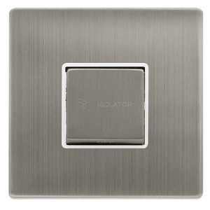 CLICK DEFINITY COMPLETE 10A INGOT 3 POLE FAN ISOLATION SWITCH - STAINLESS STEEL COVER PLATE - POLAR WHITE INSERT