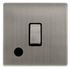 CLICK DEFINITY COMPLETE 20A INGOT DOUBLE POLE SWITCH WITH FLEX OUTLET - STAINLESS STEEL COVER PLATE - BLACK INSERT