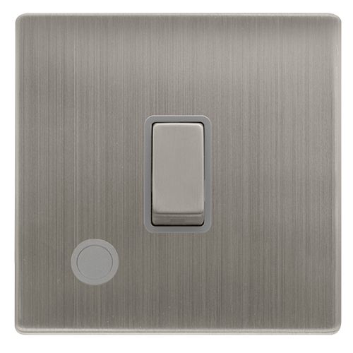 CLICK DEFINITY COMPLETE 20A INGOT DOUBLE POLE SWITCH WITH FLEX OUTLET - STAINLESS STEEL COVER PLATE - GREY INSERT