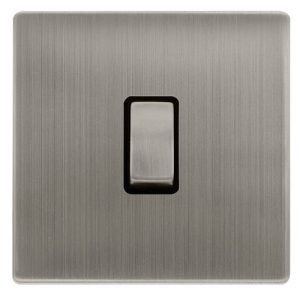 CLICK DEFINITY COMPLETE 20A INGOT DOUBLE POLE SWITCH - STAINLESS STEEL COVER PLATE - BLACK INSERT