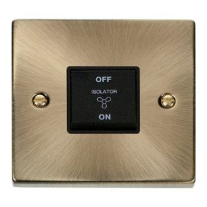 CLICK DECO VICTORIAN ANTIQUE BRASS VP ANT/BR 10A FAN ISOLATION SWITCH BLACK