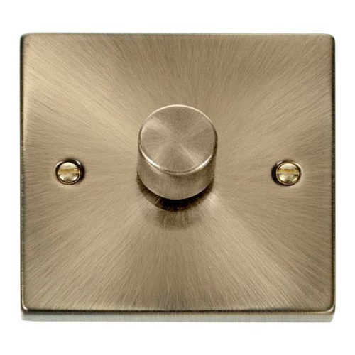 CLICK DECO VICTORIAN ANTIQUE BRASS 1-GANG 2 WAY 400W DIMMER SW BLACK