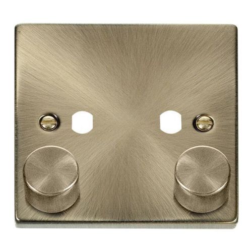 CLICK DECO VICTORIAN ANTIQUE BRASS 2-GANG DIMMER PLATE & KNOBS