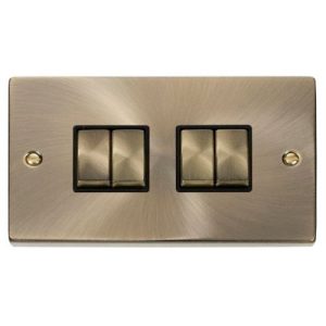 CLICK DECO VICTORIAN ANTIQUE BRASS VP ANT/BR INGOT 10A 4-GANG 2 WAY SW BLACK