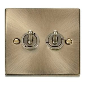 CLICK DECO VICTORIAN ANTIQUE BRASS VP ANT/BR 10AX 2-GANG 2 WAY TOGGLE SW