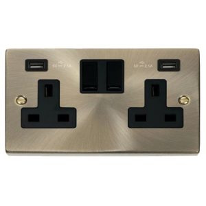 CLICK DECO VICTORIAN ANTIQUE BRASS 2G SOCKET USB 4.2A DECO