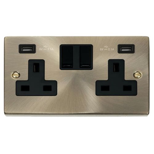 CLICK DECO VICTORIAN ANTIQUE BRASS 2G SOCKET USB 4.2A DECO