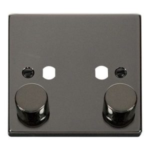 CLICK DECO VICTORIAN BLACK NICKEL VPBN 2-GANG DOUBLE DIMMER PLATE & KNOBS