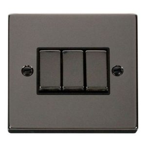 CLICK DECO VICTORIAN BLACK NICKEL INGOT 10A 3-GANG 2 WAY SWITCH