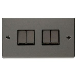 CLICK DECO VICTORIAN BLACK NICKEL VPBK/NICKEL INGOT 10A 4-GANG 2WAY SWITCH