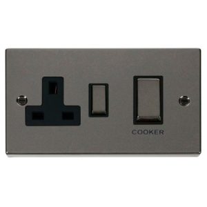 CLICK DECO VICTORIAN BLACK NICKEL INGOT 45A DP SWITCH 13A SW SOCKET BLACK