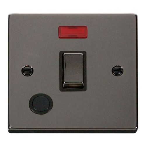 CLICK DECO VICTORIAN BLACK NICKEL INGOT 20A 1G SWITCH WITH FLEX OUTLET + NEON