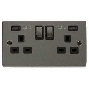 CLICK DECO VICTORIAN BLACK NICKEL 2G SOCKET USB 4.2A DECO