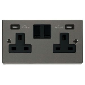 CLICK DECO VICTORIAN BLACK NICKEL 2G SOCKET USB 4.2A DECO