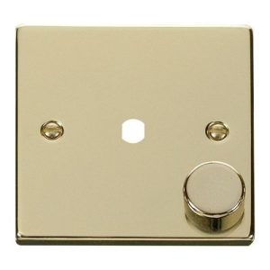 CLICK DECO VICTORIAN POLISHED BRASS VPBR 1-GANG DOUBLE DIMMER PLATE & KNOBS