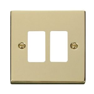 CLICK GRIDPRO DECO FRONTPLATES POLISHED BRASS GRIDPRO 2-GANG DECO PLATE BRASS