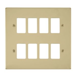 CLICK GRIDPRO DECO FRONTPLATES POLISHED BRASS GRIDPRO 8-GANG DECO PLATE BRASS