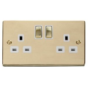 CLICK DECO VICTORIAN POLISHED BRASS 13A 2G INGOT SW SOCKET OUTLET