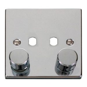 CLICK DECO VICTORIAN POLISHED CHROME VPCH 2-GANG SINGLE DIMMER PLATE & KNOBS