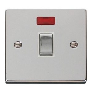 CLICK DECO VICTORIAN POLISHED CHROME INGOT 20A 1G DP SWITCH WITHOUT FLEX OUTLET + NEON