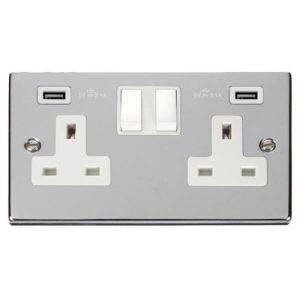 CLICK DECO VICTORIAN POLISHED CHROME 2G SOCKET USB 4.2A DECO