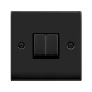 CLICK DECO VICTORIAN MATT BLACK INGOT 10A 2 GANG 2 WAY SWITCH