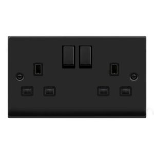 CLICK DECO VICTORIAN MATT BLACK 13A 2G INGOT SW SOCKET OUTLET