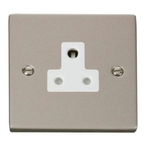 CLICK DECO VICTORIAN PEARL NICKEL 5A ROUND PIN SOCKET OUTLET