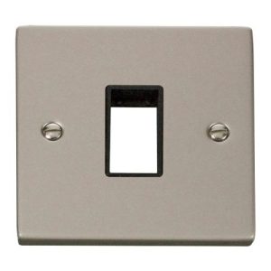 CLICK MINIGRID 1-GANG 1-MODULE PEARL NICKLE SWITCH PLATE (BLACK INS)