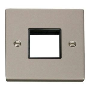 CLICK MINIGRID 1-GANG 2-MODULE PEARL NICKLE SWITCH PLATE (BLACK INS)