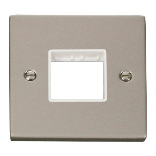 CLICK MINIGRID 1-GANG 2-MODULE PEARL NICKLE SWITCH PLATE (WHITE INS)