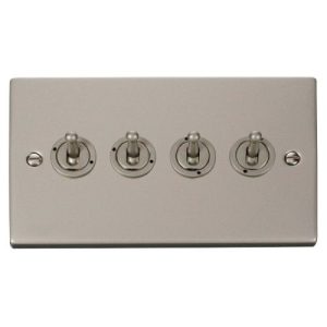 CLICK DECO VICTORIAN PEARL NICKEL 10AX 4-GANG 2 WAY TOGGLE SWITCH