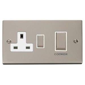 CLICK DECO VICTORIAN PEARL NICKEL INGOT 45A DP SWITCH 13A SW SOCKET WH