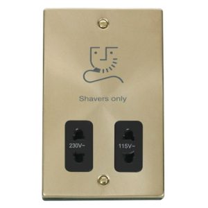 CLICK DECO VICTORIAN SATIN BRASS VP SAT/BR DUAL VOLT SHAVER SOCKET BLACK