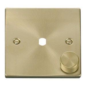 CLICK DECO VICTORIAN SATIN BRASS VPSB 1-GANG DOUBLE DIMMER PLATE & KNOBS