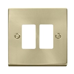 CLICK GRIDPRO DECO FRONTPLATES SATIN BRASS GRIDPRO 2-GANG DECO PLATE SATIN BRASS