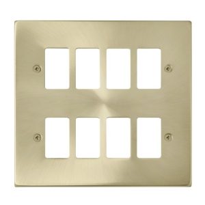 CLICK GRIDPRO DECO FRONTPLATES SATIN BRASS GRIDPRO 8-GANG DECO PLATE SATIN BRASS