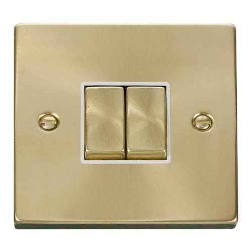 CLICK DECO VICTORIAN SATIN BRASS VPSAT/BR INGOT 10A 2-GANG 2 WAY SWITCH