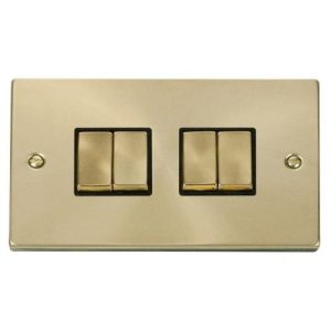 CLICK DECO VICTORIAN SATIN BRASS VPSAT/BR INGOT 10A 4-GANG 2 WAY SWITCH