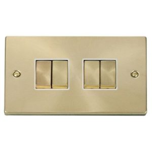 CLICK DECO VICTORIAN SATIN BRASS VPSAT/BR INGOT 10A 4-GANG 2 WAY SWITCH