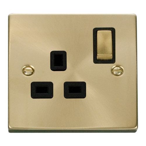 CLICK DECO VICTORIAN SATIN BRASS INGOT 1-GANG 13A DP SWITCH SOCKET