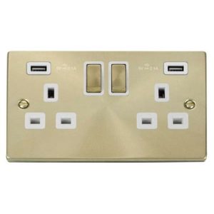 CLICK DECO VICTORIAN SATIN BRASS 2G SOCKET USB 4.2A DECO