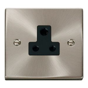 CLICK DECO VICTORIAN SATIN CHROME VP 5A ROUND PIN SOCKET OUTLET BLACK