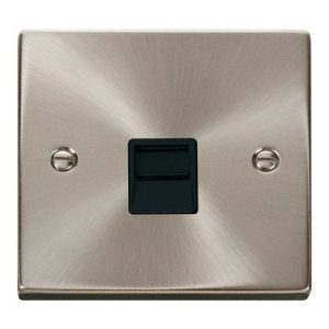 CLICK DECO VICTORIAN SATIN CHROME VP TELEPHONE SOCKET SECONDARY BLACK