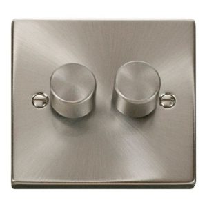 CLICK DECO VICTORIAN SATIN CHROME VP 2-GANG 2 WAY 400W DIMMER SWITCH