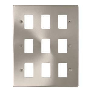 CLICK SATIN CHROME GRIDPRO 8-MODULE (2 X 4) DECO FRONTPLATE