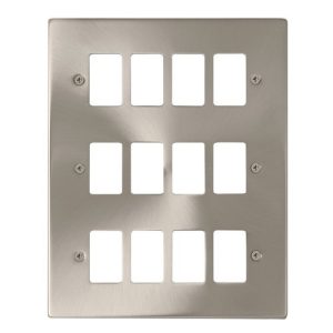 CLICK SATIN CHROME GRIDPRO 12-MODULE (3 X 4) DECO FRONTPLATE