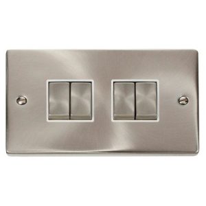CLICK DECO VICTORIAN SATIN CHROME VP INGOT 10A 4-GANG 2 WAY SWITCH
