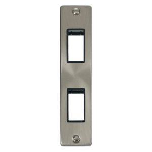 CLICK DECO VICTORIAN SATIN CHROME SC DOUBLE ARCHITRAVE PLATE & APERTURE BLACK